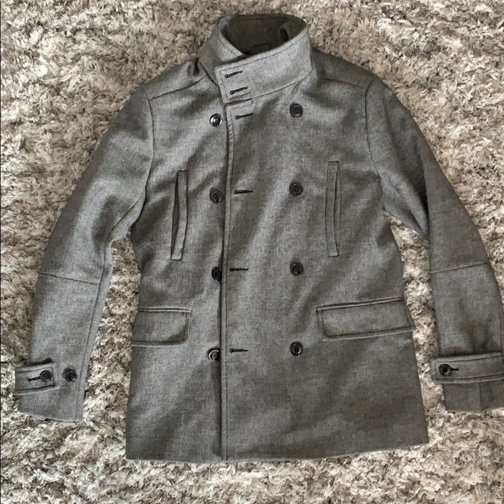 H&M Men’s Grey & Black Peacoat Sz 38R 🧥